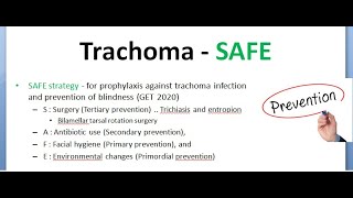 Ophthalmology 076 f Trachoma Management Treatment Prevention SAFE Strategy National Prophylaxis GET [upl. by Auginahs]