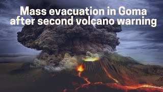 Mass evacuation in Goma DR Congo after second volcano warning [upl. by Aerdna]