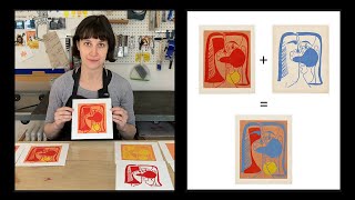 Artist Demonstrating Picasso’s Reduction Linocut Technique [upl. by Naujak]