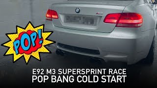 Supersprint Race Exhaust  LOUD Pop Bang Cold Start  BMW E92 M3 [upl. by Azral663]