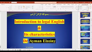 DR Ayman ElzeinyDefinition amp characteristics of legal EnglishLegaleseTraditional ampplain English [upl. by Nikolos498]