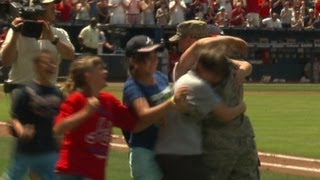 Master Sgt Dave Sims surprises family at Turner Field [upl. by Ninel]