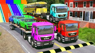 TRANSPORTING PIXAR CARS amp FRUITS WITH COLORED amp JOHN DEERE vs CLAAS vs TRACTORS  BeamNGdrive 1556 [upl. by Cuthbertson]