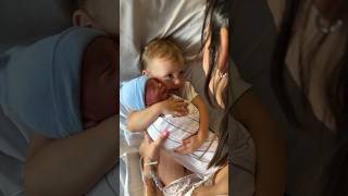 Sister meets her baby brother for the first time familychannel baby [upl. by Fritze]