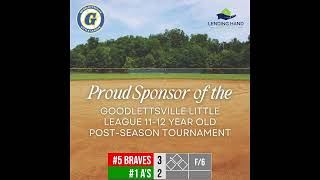 Goodlettsville TN LL 12U  5 Braves vs 1 As 05212024 [upl. by Nosnibor]