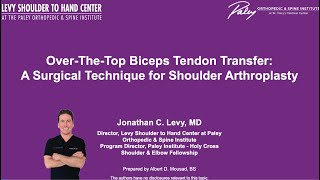 OverTheTop Biceps Tendon Transfer Management of the Long Head Biceps Tendon [upl. by Esom740]