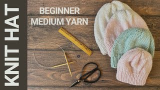 How To Knit A Worsted Weight Hat For Beginners Knitting In The Round Video Tutorial [upl. by Analos]