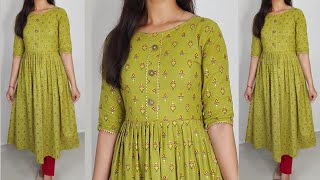 Naira Style Kurti design Cutting and Stitching  kurti neck design Frock suit cutting amp stitching [upl. by Mesics731]