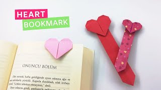 Origami Kalp Kitap Ayracı Yapımı  Kağıttan Kitap Ayracı Nasıl Yapılır  Kolay ve Anlatımlı [upl. by Andromada172]