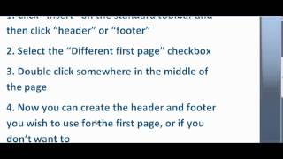 How to create a Unique First Page Header or Footer in word 2007 [upl. by Airdnax]