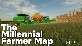 The Millennial Farmer Map  First Corn Harvest  FS22 [upl. by Parrie]