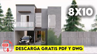 PLANO DE CASA ¡¡GRATIS 8 X 10 METROS ESTILO MODERNO  HOUSE PLANS FREE 8 X 10 METERS MODERN STYLE [upl. by Endres]