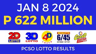 Lotto Result January 8 2024 9pm PCSO [upl. by Festus]