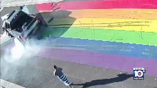 Police search for subjects caught on camera vandalizing Fort Lauderdale pride mural [upl. by Mir160]