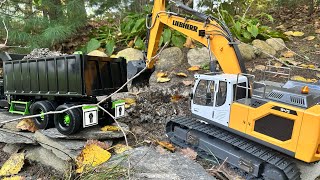 114 Hydraulic RC Excavator Digging and Rigging Tamiya RC DumpTruck  First Cut In The New Dig [upl. by Mctyre665]