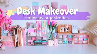 Aesthetic desk  Stationery organization makeover  Unboxing [upl. by Atenik]