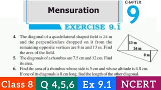 quotClass 8 Maths  Q 456 Ex 91  Chapter 9 Mensurationquot [upl. by Veronike]