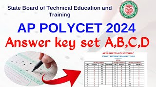 AP POLYCET 2024 Answer Key  Set A B C D Solutions  AP POLYCET 2024 Paper Key with solution [upl. by Aserehc]