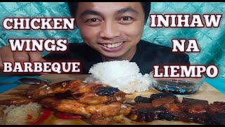 INIHAW NA LIEMPO CHICKEN WINGS BARBEQUE  PORK BARBEQUE MUKBANG inihaw [upl. by Atalie465]