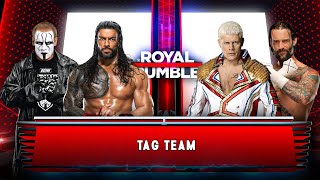 ROMAN REIGNS amp STING VS CODY RHODES amp CM PUNK WWE 2K23 [upl. by Anaicilef848]