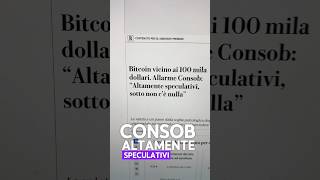 🚨ALLARME CONSOB SOTTO BITCOIN NON C’É NULLA bitcoin crypto [upl. by Filomena]