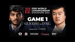 Gukesh D 2783 Ding Liren 2728 C11 2024 World Championship 1 25112024 [upl. by Retsof578]