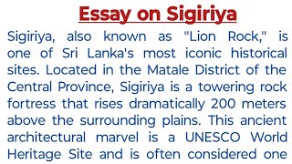 sigiriya essay in english  sigiriya rock [upl. by Aloysius]