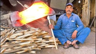 Amazing Process of Making Damascus Axe in Factory Process  Handmade Axe Mass Production [upl. by Valsimot]