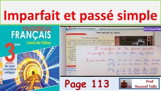 limparfait et le passé simple page 113 3èmeannéecollège passerelle [upl. by Alethea]