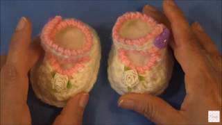 Zapatitos para bebes de 03 mesesNewborn baby crochet shoes [upl. by Onitram]