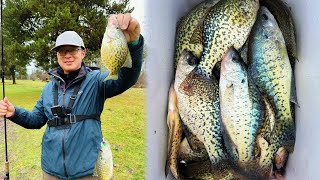 Bank fishing for Crappie in the winter with bobber and jig  Limit of blackwhite crappie 01282024 [upl. by Josefa]