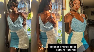 Crochet a draped Dress with me Tutorial  ghcrochets DIY [upl. by Luke]