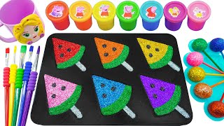 Satisfying Video  Making Glitter Ice Cream Tray by Mixing Rainbow SLIME by Painted Cutting ASMR [upl. by Applegate]