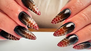 Nails under 20 minutes spider web design over ombré fun Halloween design [upl. by Danyelle]