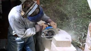 Cutting Retaining Wall Cap Block [upl. by Ydisac]