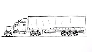 How to draw a Semi Truck  Drawing Tutorial [upl. by Yeslek]