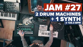 Jam 27 2 Drum Machines an 1 Synth  Techno Jam Session on Volca Sample Roland TR8 Alpha Juno [upl. by Sev932]