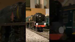 Clan line zooming past Trefusis Jn  modelrailway modeltrains steamlocomotive fyp whistle [upl. by Mairam]