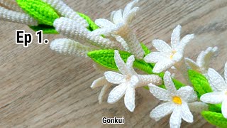 Crochet flower  Crochet Tuberose flower tutorial Ep1 Buds crochetflower crochet [upl. by Noreh]