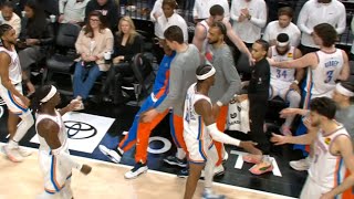 Bismack Biyombo collapses to the floor on OKC bench during a timeout [upl. by Sherwood969]