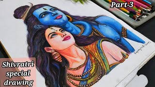 MAHA shiv ratri 🔱 special drawing part 3  how to complete face drawing for water colour how to [upl. by Kellen724]