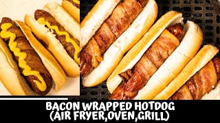 Bacon Wrapped Hotdogs Air Fryer Oven Grill [upl. by Thesda]