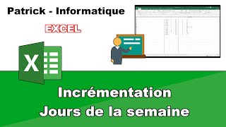 Tuto Excel 2019  Incrémentation jours de la semaine [upl. by Couchman]