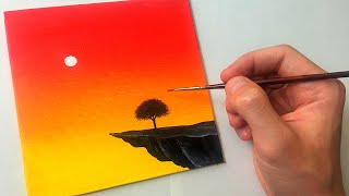 Easy Acrylic Sunset Painting for Beginners  Step by Step Tutorial [upl. by Eimmac]