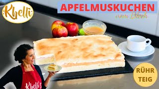 Apfelmuskuchen vom Blech Apfelkuchen mit SchmandSahneCremeHerbstzeit RührteigBackanfänger [upl. by Tiphani]