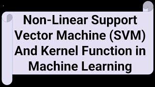 Non Linear Support Vector Machine SVM And Kernel Function ll Machine Learning Urdu Hindi [upl. by Artened]