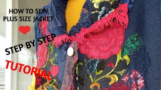 How To Sew Jacket Plus Size Jacket DIY TUTORIAL fashion sewingtutorial howto diy diycrafts sew [upl. by Pryor232]