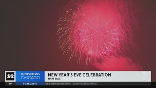 Chicago ringing in the New Year with fireworks at Navy Pier and along Chicago River [upl. by Nasia649]