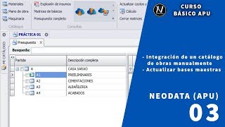 Curso básico de APU con NeodataIntegración Catálogo de Conceptos [upl. by Lilac]