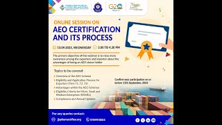 Session on AEO Certification and its process [upl. by Jarin]